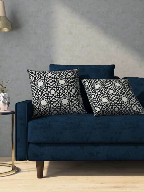 

Aura Black & White Set of 2 Geometric Square Cushion Covers