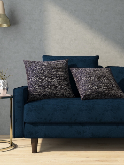 

Aura Navy Blue Single Self Design Square Cushion Covers