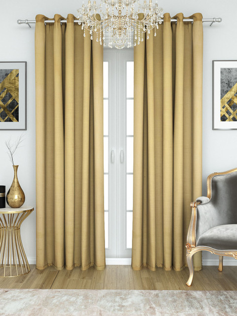 

Aura Mustard Yellow Jacquard Single Long Door Curtain