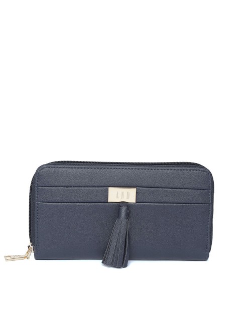 

AND Women Navy Solid Zip Around Wallet, Navy blue