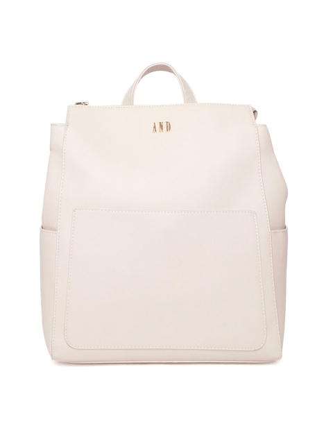 

AND Women Cream-Coloured Solid Backpack