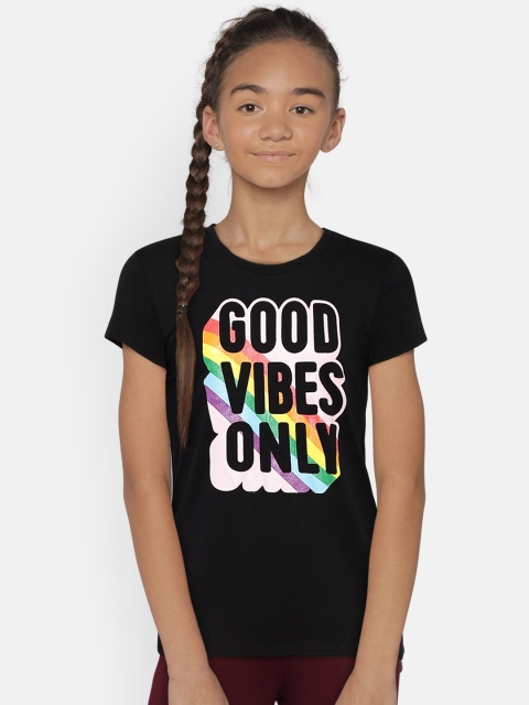 

The Childrens Place Girls Black Printed Round Neck T-shirt