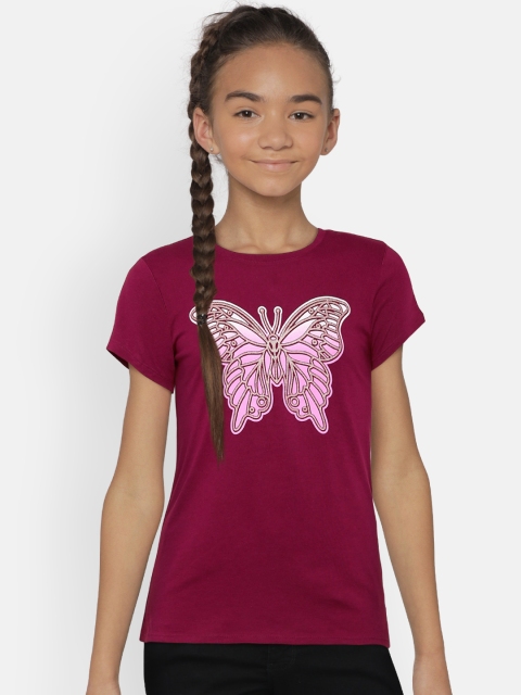 

The Childrens Place Girls Maroon Printed Round Neck T-shirt