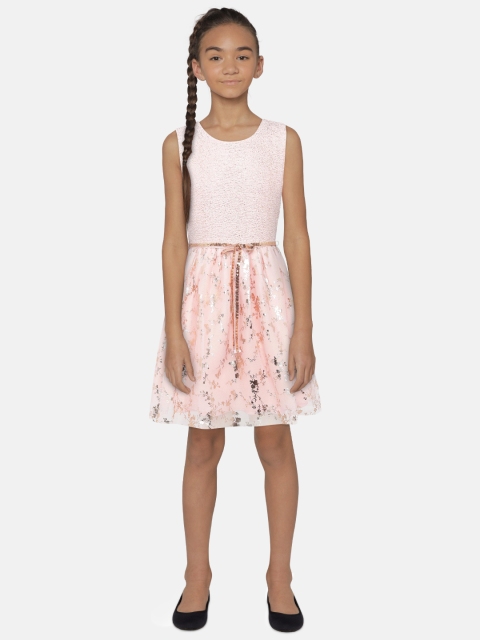 

The Childrens Place Girls Pink Printed Fit & Flare Dress