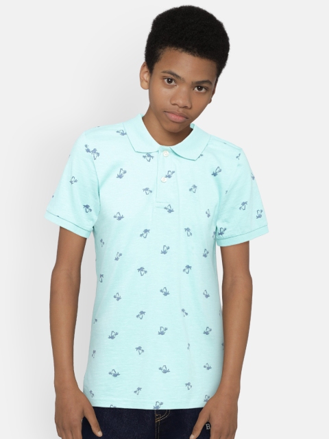 

The Childrens Place Boys Blue Printed Polo Collar T-shirt