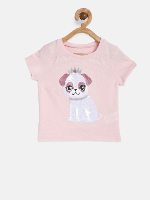 

The Childrens Place Girls Pink Embellished Round Neck T-shirt