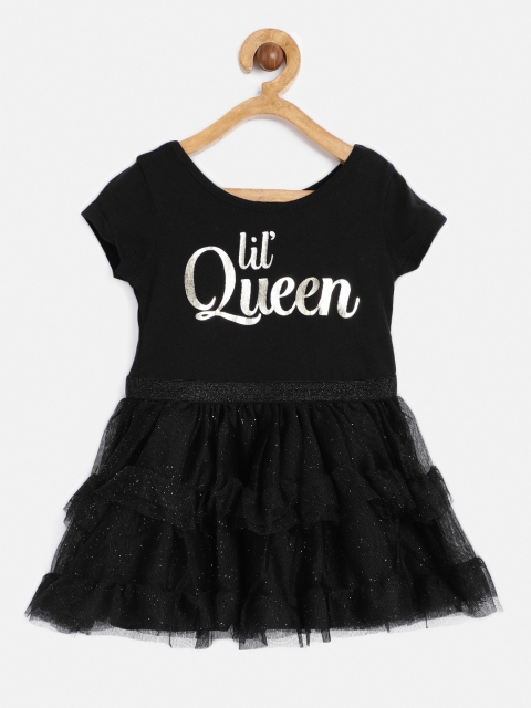 

The Childrens Place Girls Black Embellished Fit and Flare Dress