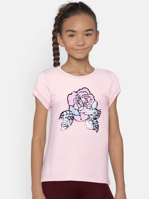 

The Childrens Place Girls Pink Embellished Round Neck T-shirt