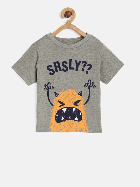 

The Childrens Place Boys Olive Green Printed Round Neck T-shirt