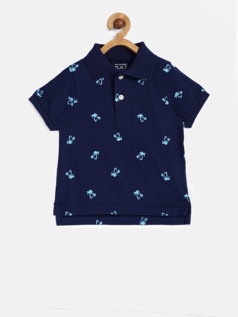 

The Childrens Place Boys Blue Printed Polo Collar T-shirt