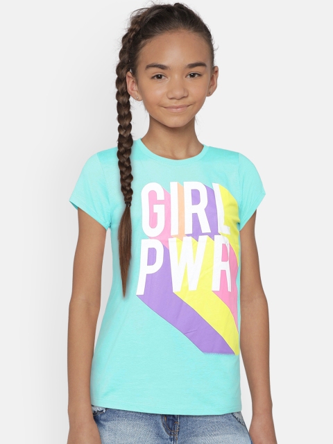 

The Childrens Place Girls Green Printed Round Neck T-shirt
