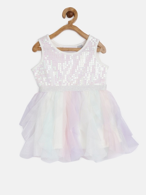 

The Childrens Place Girls White Embellished Fit and Flare Dress