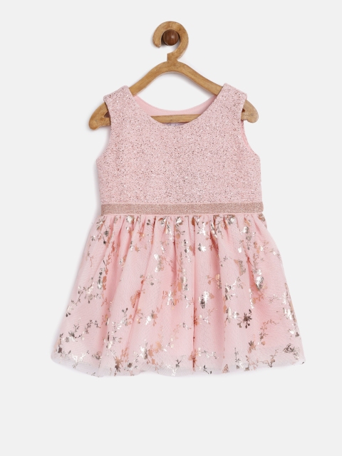 

The Childrens Place Girls Pink Embellished Fit and Flare Dress