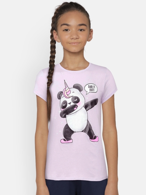 

The Childrens Place Girls Lavender Printed Round Neck T-shirt