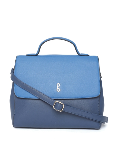 

Global Desi Navy Blue Colourblocked Satchel Bag