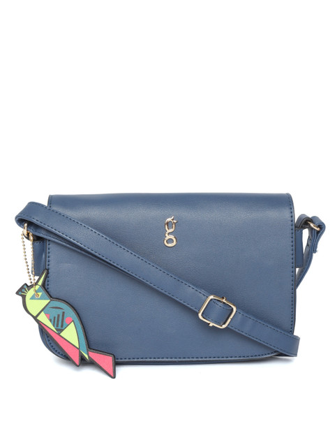 

Global Desi Navy Blue Solid Sling Bag