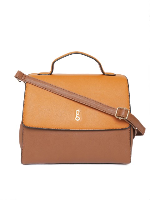 

Global Desi Brown & Mustard Colourblocked Satchel