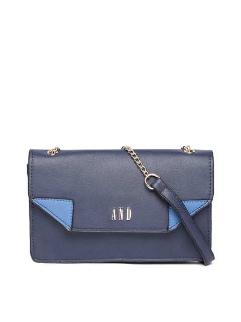 

AND Navy Blue Solid Sling Bag