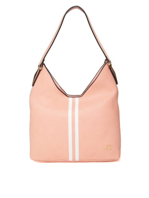 

AND Peach-Coloured Solid Hobo Bag
