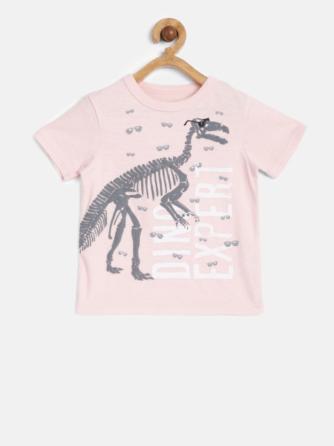 

The Childrens Place Boys Pink Printed Round Neck T-shirt