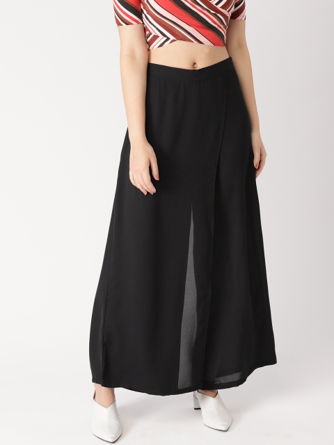 

DressBerry Women Black Regular Fit Solid Wrap Parallel Trousers