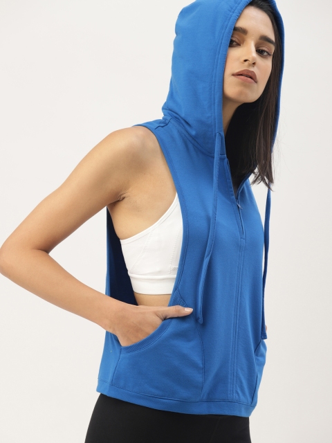 

DressBerry Women Blue Solid Hooded Sweatshirt