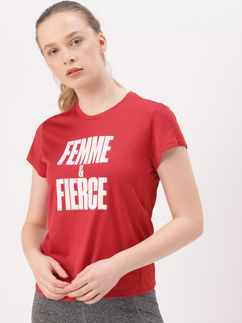 

DressBerry Women Red Printed Round Neck T-shirt