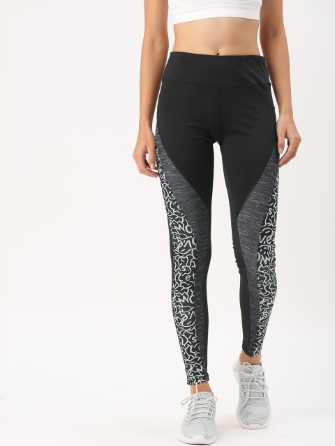 

DressBerry Women Black & Grey melange Printed Tights