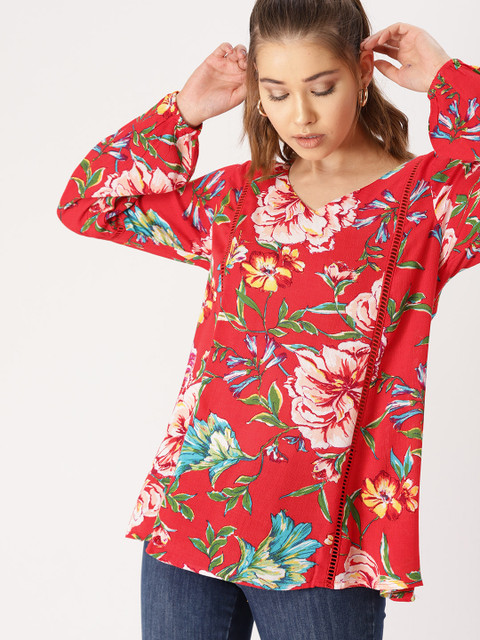 

DressBerry Women Red Printed Top