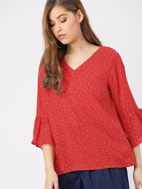 

DressBerry Women Red & White Printed Top