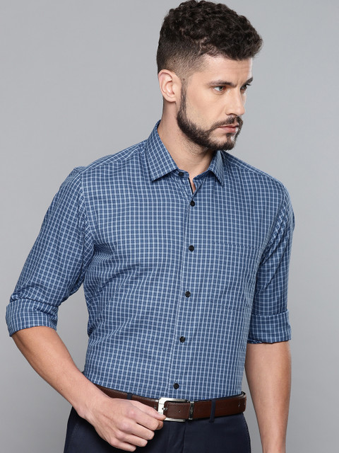 

Louis Philippe Men Blue Slim Fit Checked Formal Shirt