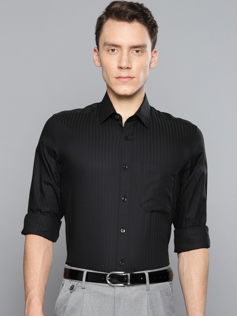 

Louis Philippe Men Black Slim Fit Striped Formal Shirt