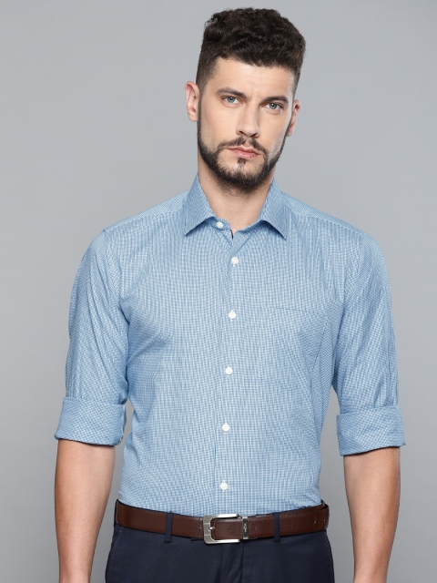 

Louis Philippe Men Blue & White Slim Fit Checked Formal Shirt