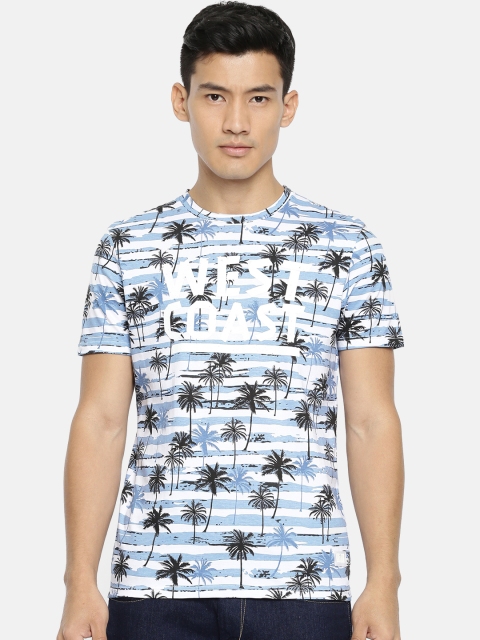 

Bossini Men Blue & White Printed Round Neck T-shirt