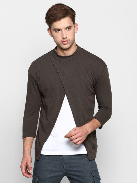 

SKULT by Shahid Kapoor Men Olive Green Solid Round Neck T-shirt