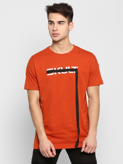 

SKULT by Shahid Kapoor Men Orange Printed Round Neck T-shirt