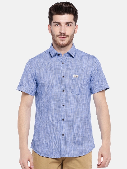 

U.S. Polo Assn. Denim Co. Men Blue Slim Fit Self Design Casual Shirt
