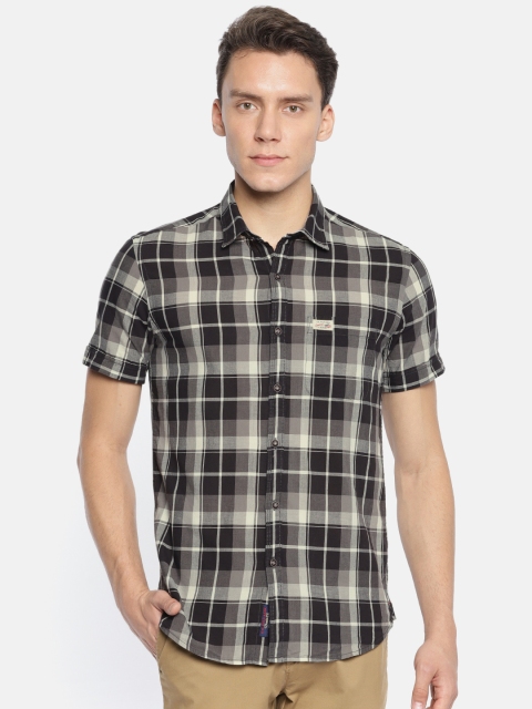 

U.S. Polo Assn. Denim Co. Men Black & Grey Slim Fit Checked Casual Shirt