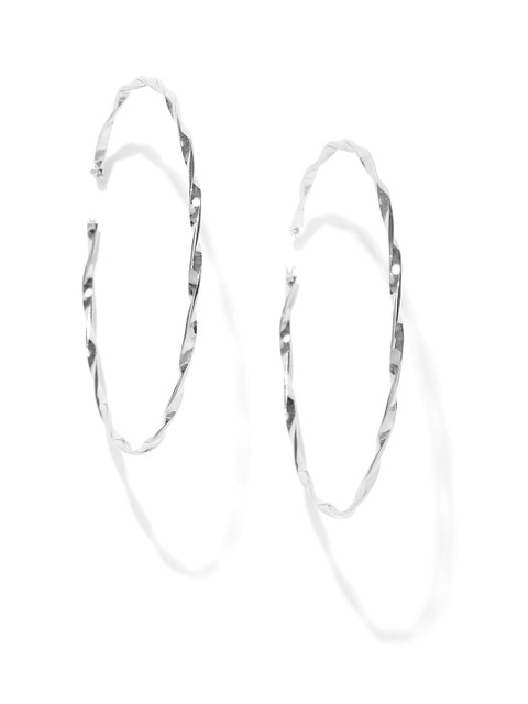 

justpeachy Silver-Plated Circular Hoop Earrings