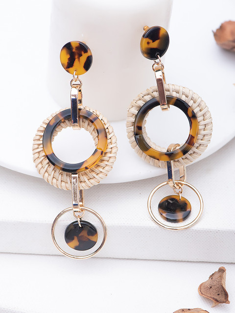 

justpeachy Brown Geometric Drop Earrings