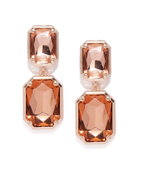 

justpeachy Rose Gold-Toned Geometric Drop Earrings