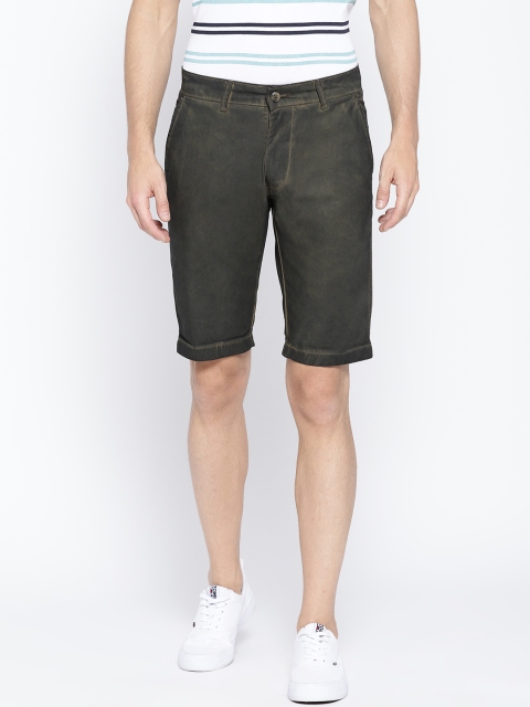 

Sports52 wear Men Olive Green Washed Regular Fit Regular Shorts