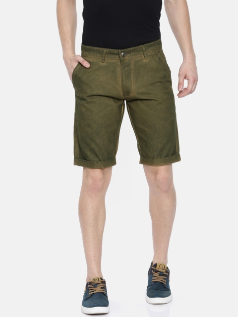 

Sports52 wear Men Olive Green Solid Tailored Fit Shorts