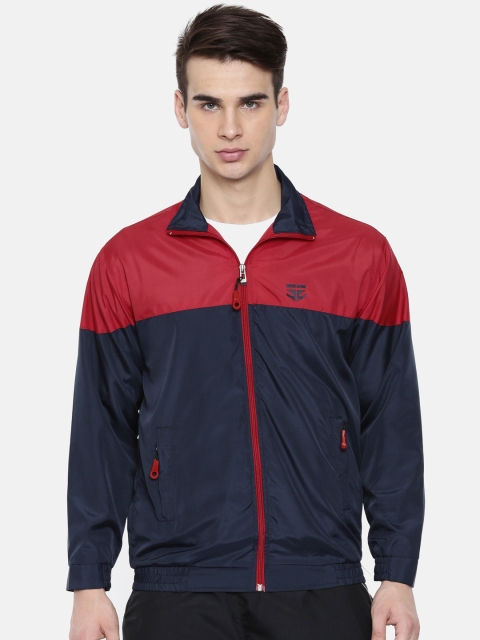 

Sports52 wear Men Navy Blue Colourblocked Sporty Jacket