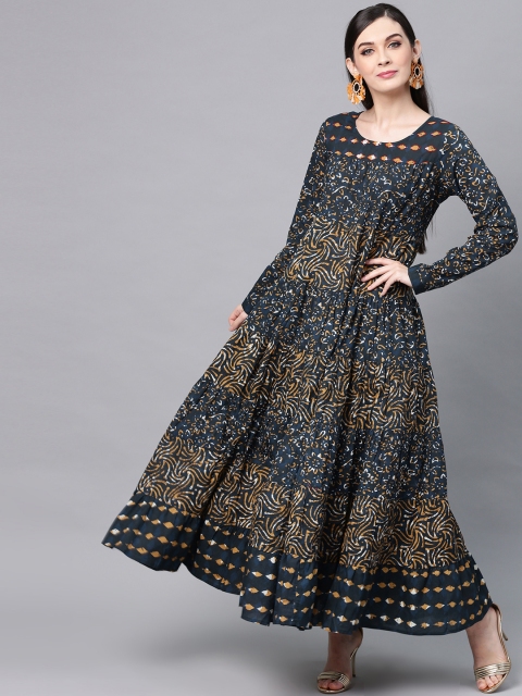 

AKS Women Navy Blue Printed Maxi Dress