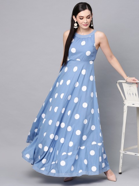 

AKS Women Blue Printed Maxi Dress