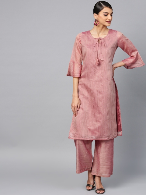

AKS Women Mauve Solid Kurta with Palazzos