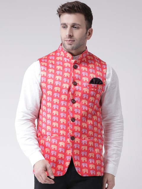

Hangup Men Multicoloured Printed Nehru Jacket, Multi