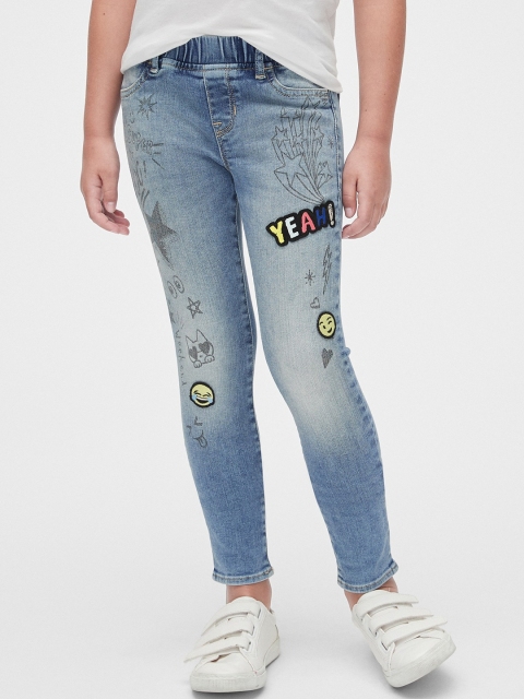 

GAP Girls Blue Regular Fit Mid-Rise Printed Stretchable Jeans