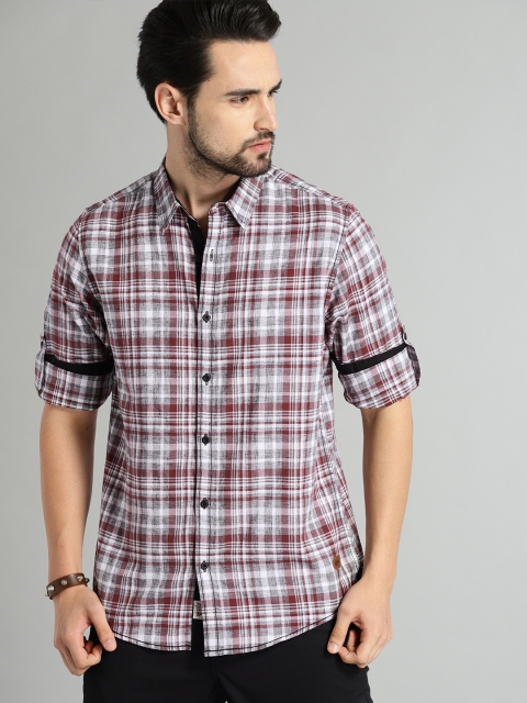 

Roadster Men Maroon & Grey ALONSO Regular Fit Checked Casual Shirt